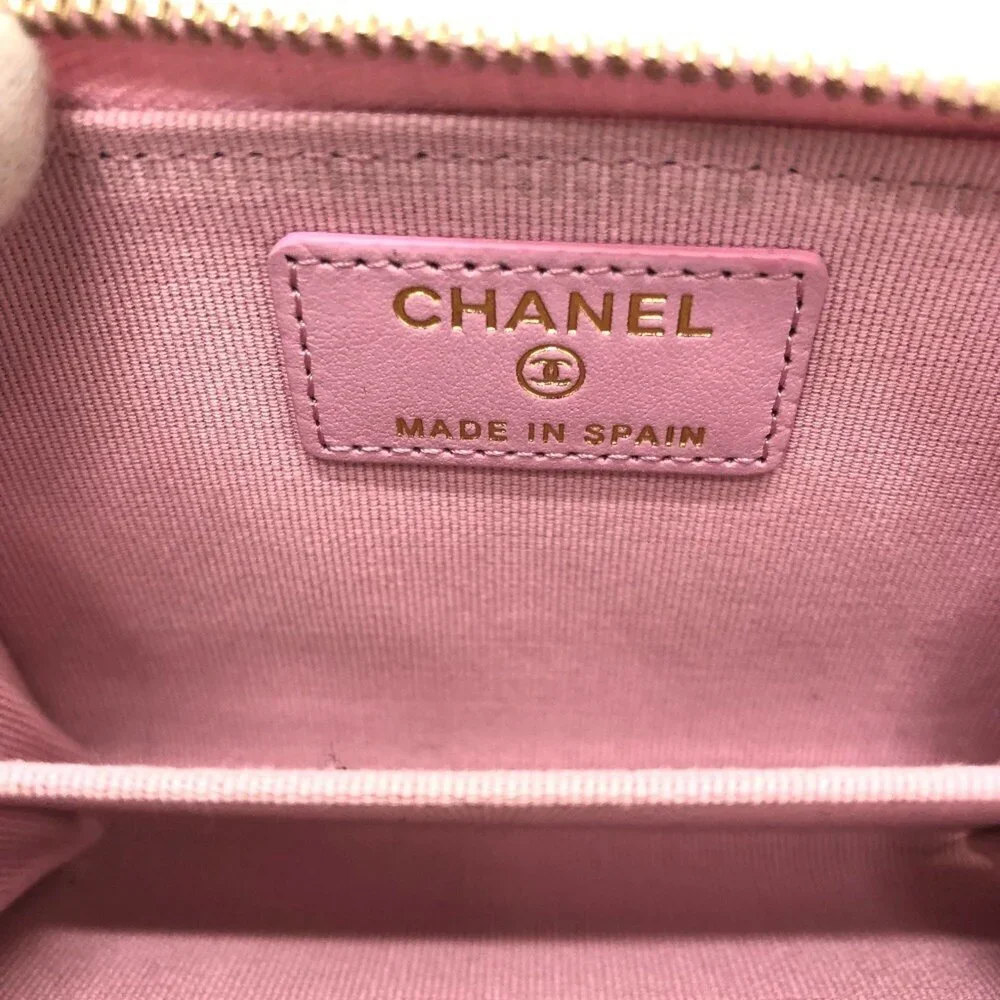 CHANEL Authentic Pink Lambskin Leather Logo Wallet - Picture 7 of 12